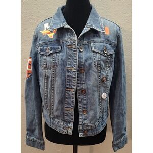 Houston Astros Juniors Large Denim Jacket Baseball Jean Jacket MLB  Original B17